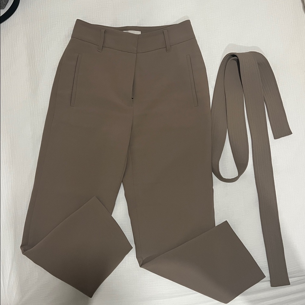 Aritzia Wilfred Taupe Trousers with Button Detail